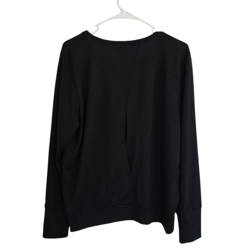 Brooks Black Crewneck Long-Sleeve Pullover With Peekaboo Back Size XL - Picture 2 of 6